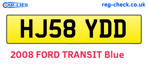 HJ58YDD are the vehicle registration plates.