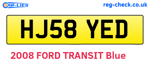 HJ58YED are the vehicle registration plates.