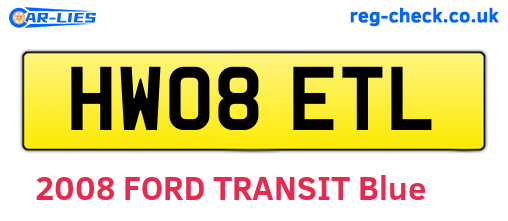 HW08ETL are the vehicle registration plates.