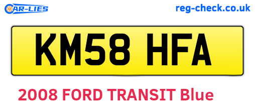 KM58HFA are the vehicle registration plates.