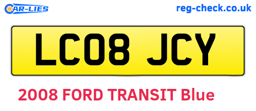 LC08JCY are the vehicle registration plates.