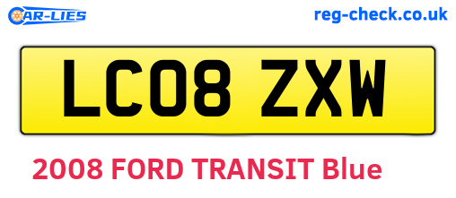 LC08ZXW are the vehicle registration plates.