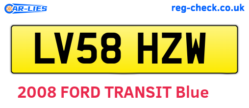 LV58HZW are the vehicle registration plates.