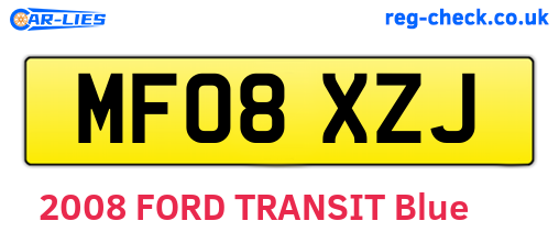 MF08XZJ are the vehicle registration plates.