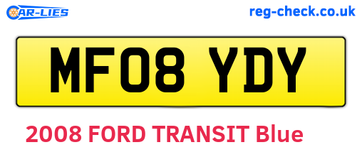 MF08YDY are the vehicle registration plates.
