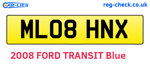 ML08HNX are the vehicle registration plates.