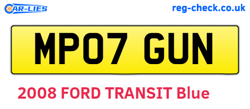 MP07GUN are the vehicle registration plates.