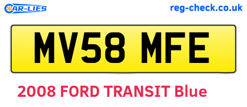 MV58MFE are the vehicle registration plates.