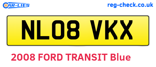 NL08VKX are the vehicle registration plates.