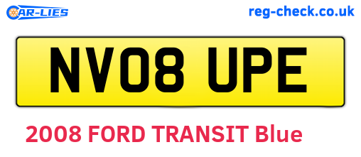 NV08UPE are the vehicle registration plates.