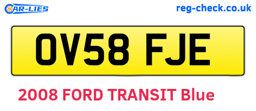 OV58FJE are the vehicle registration plates.