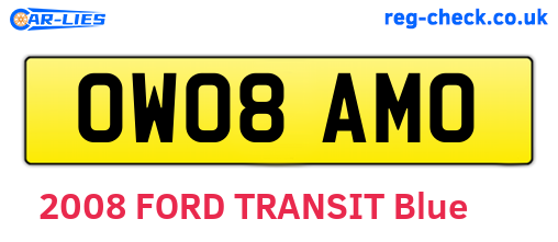 OW08AMO are the vehicle registration plates.