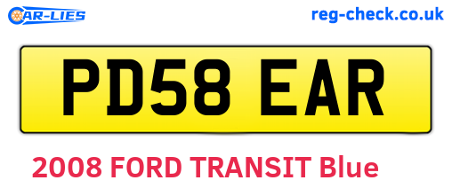PD58EAR are the vehicle registration plates.