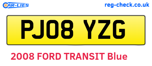 PJ08YZG are the vehicle registration plates.