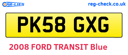 PK58GXG are the vehicle registration plates.