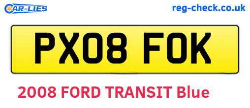 PX08FOK are the vehicle registration plates.
