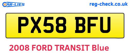 PX58BFU are the vehicle registration plates.