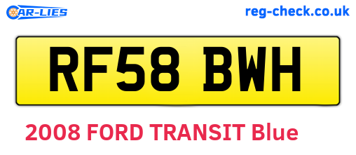 RF58BWH are the vehicle registration plates.