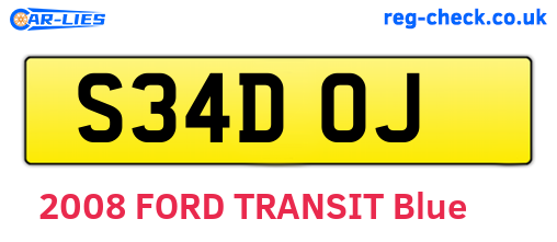 S34DOJ are the vehicle registration plates.