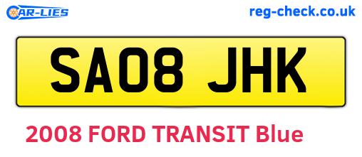 SA08JHK are the vehicle registration plates.