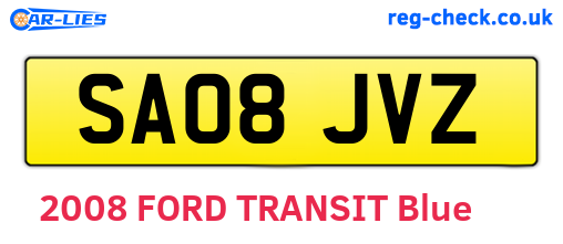 SA08JVZ are the vehicle registration plates.