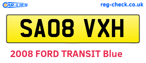 SA08VXH are the vehicle registration plates.