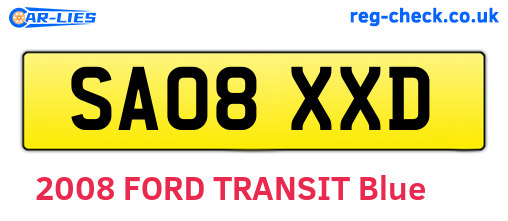 SA08XXD are the vehicle registration plates.