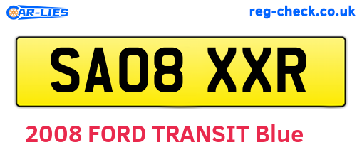 SA08XXR are the vehicle registration plates.