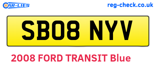 SB08NYV are the vehicle registration plates.