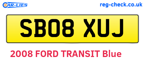 SB08XUJ are the vehicle registration plates.