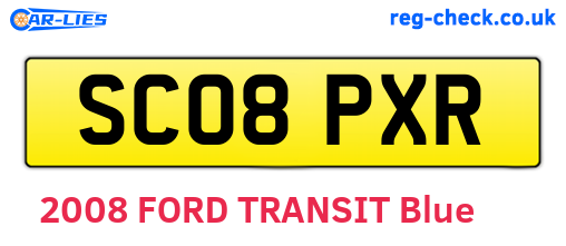 SC08PXR are the vehicle registration plates.