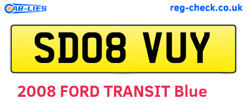 SD08VUY are the vehicle registration plates.