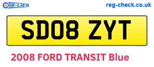 SD08ZYT are the vehicle registration plates.