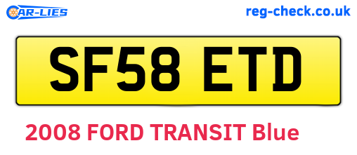SF58ETD are the vehicle registration plates.