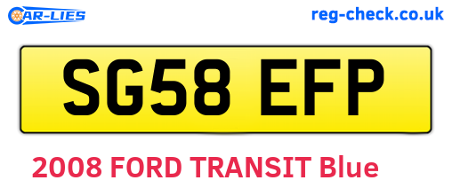 SG58EFP are the vehicle registration plates.