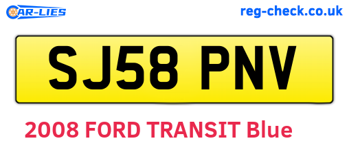 SJ58PNV are the vehicle registration plates.