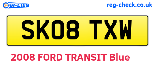 SK08TXW are the vehicle registration plates.