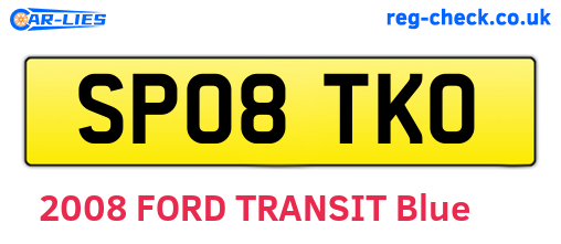 SP08TKO are the vehicle registration plates.