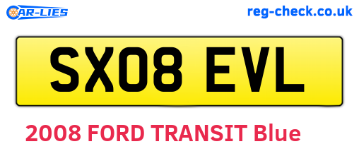 SX08EVL are the vehicle registration plates.