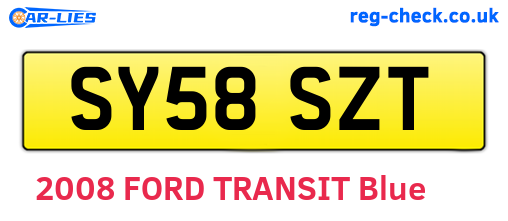 SY58SZT are the vehicle registration plates.