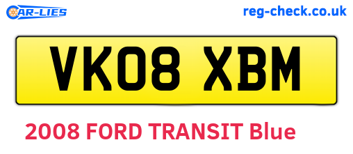 VK08XBM are the vehicle registration plates.