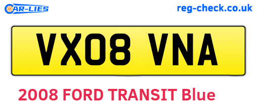 VX08VNA are the vehicle registration plates.