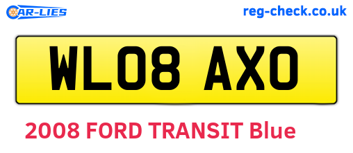 WL08AXO are the vehicle registration plates.