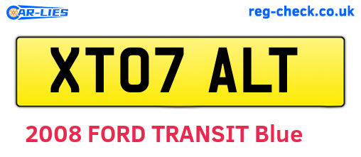 XT07ALT are the vehicle registration plates.