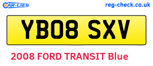 YB08SXV are the vehicle registration plates.