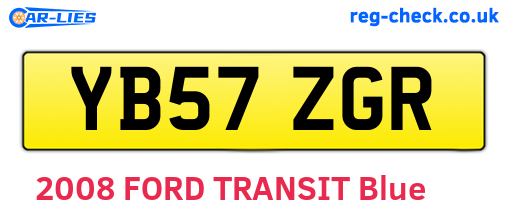 YB57ZGR are the vehicle registration plates.