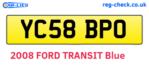 YC58BPO are the vehicle registration plates.