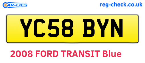 YC58BYN are the vehicle registration plates.