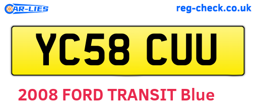 YC58CUU are the vehicle registration plates.