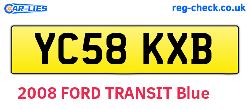 YC58KXB are the vehicle registration plates.